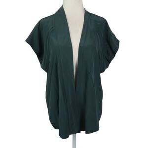 Vintage 90s Gianni Versace Dark Green Silk Blouse Top S